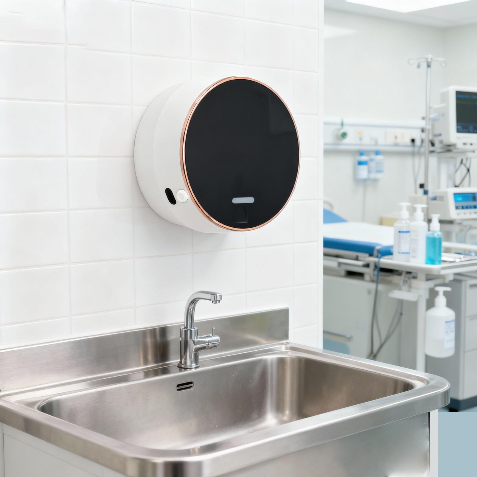 Sonew Liquido Automatico Senza Tocco, Montaggio a Parete, Alimentato a Batteria con Sensore per l'igiene delle Mani, Grande capacità di 260 Ml, per Uso Commerciale, Bagno, Scuola, Ufficio (WHITE)