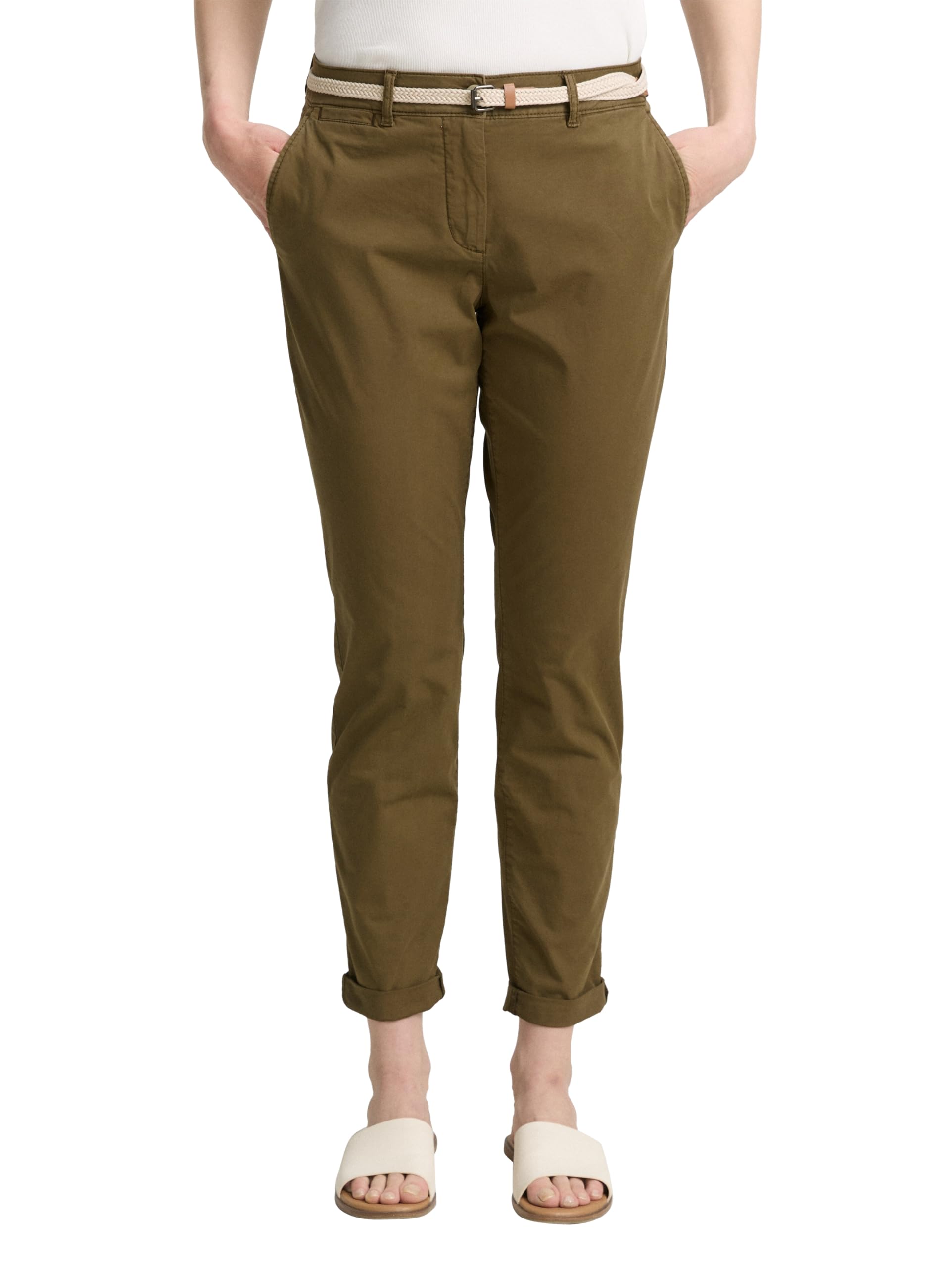 Tom Tailor Damen Slim Chino Hose mit Gürtel