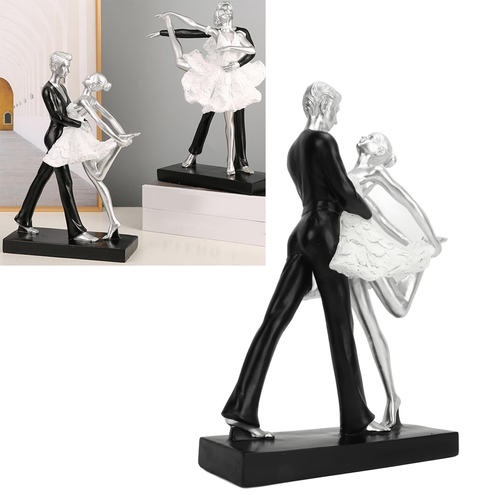 Fdit Figurina da Ballo di Coppia, Statue Astratta di Coppia di Coppia Artigianale, Scultura di Decorazioni in Stile Moderno per Soggiorno, (Abbracciare il doppio balletto)