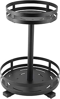 NiceDD Plateau Tournant Epices 2 Etages Acier inoxydable, ÉtagèRe à Épices Rotative, Porte Epices Rotatif Multifonction pour Cuisine, Tablettes de Rangement Rotatives, Organiseur Cuisine