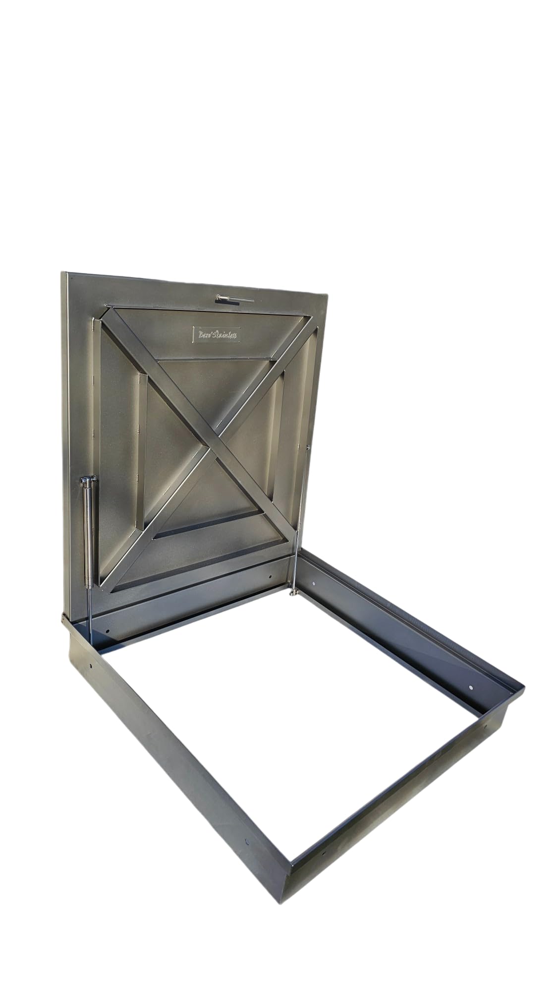 Genérico Tapa de arqueta de Acero Inoxidable para revestir, Disponible en Medidas Personalizadas, con pistones de Gas