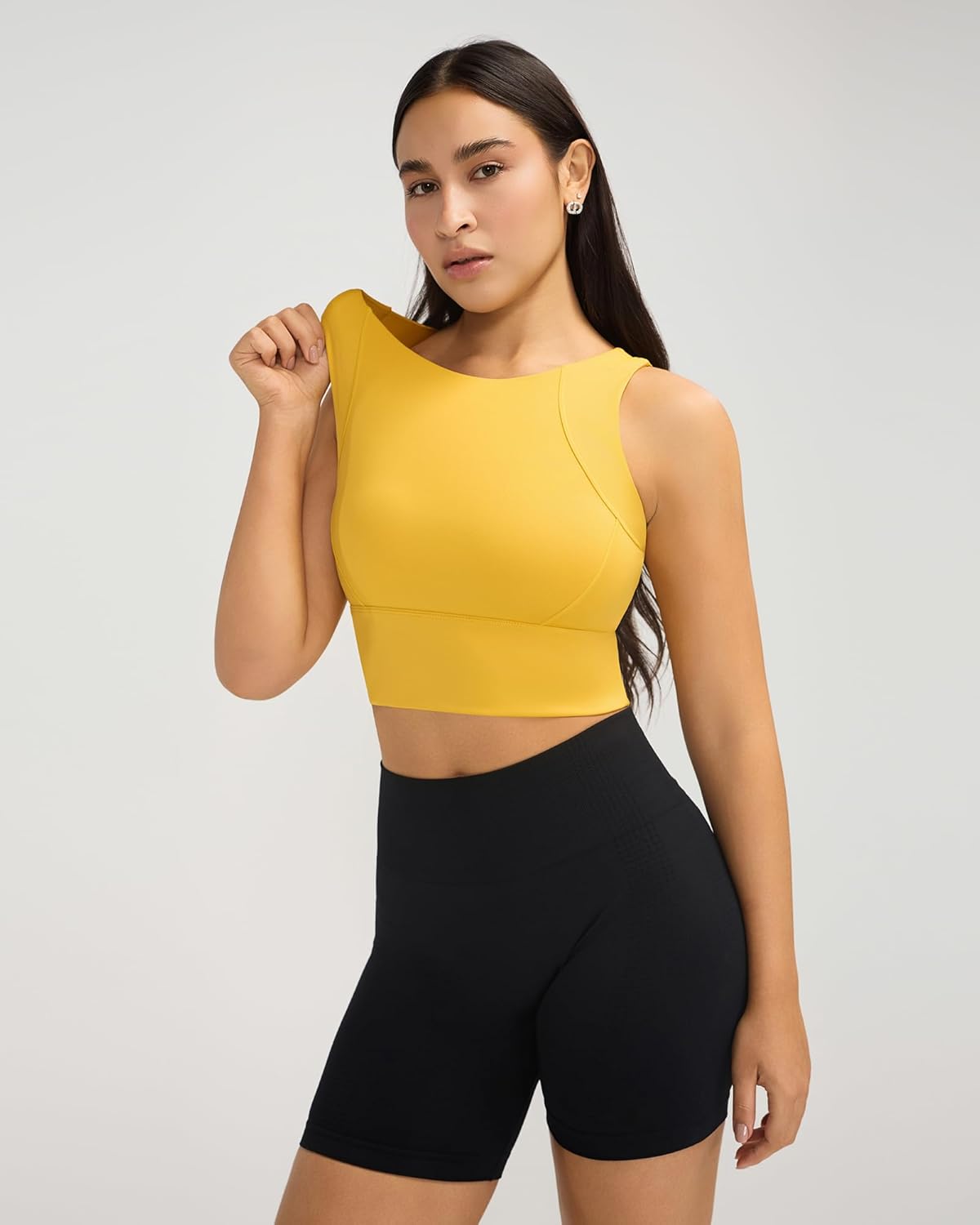 Ama Larsi High Neck Sports Bras for Women Medium Support Longline Sport Bras Padded Workout Yoga Crop Tank Tops - Image 3