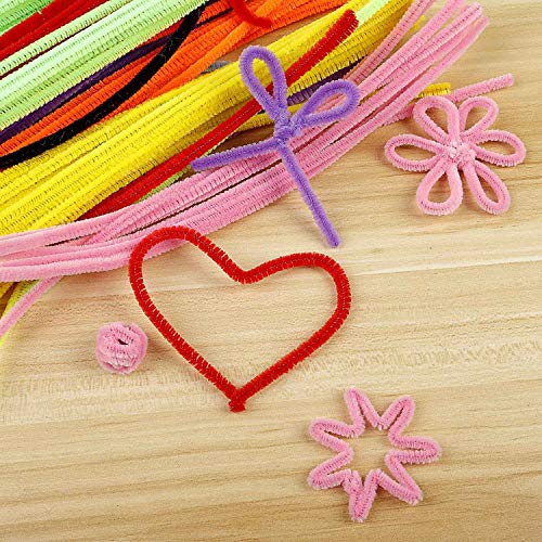 Epiqueone 1300-Piece Arts & Crafts Supply Set For Kids & Adults - Includes 1200 Chenille Pipe Cleaner Stems In 12 Fluorescent Colors And 100 Googly Eyes - Perfect For Diy Decorations And Crafting #TOP6