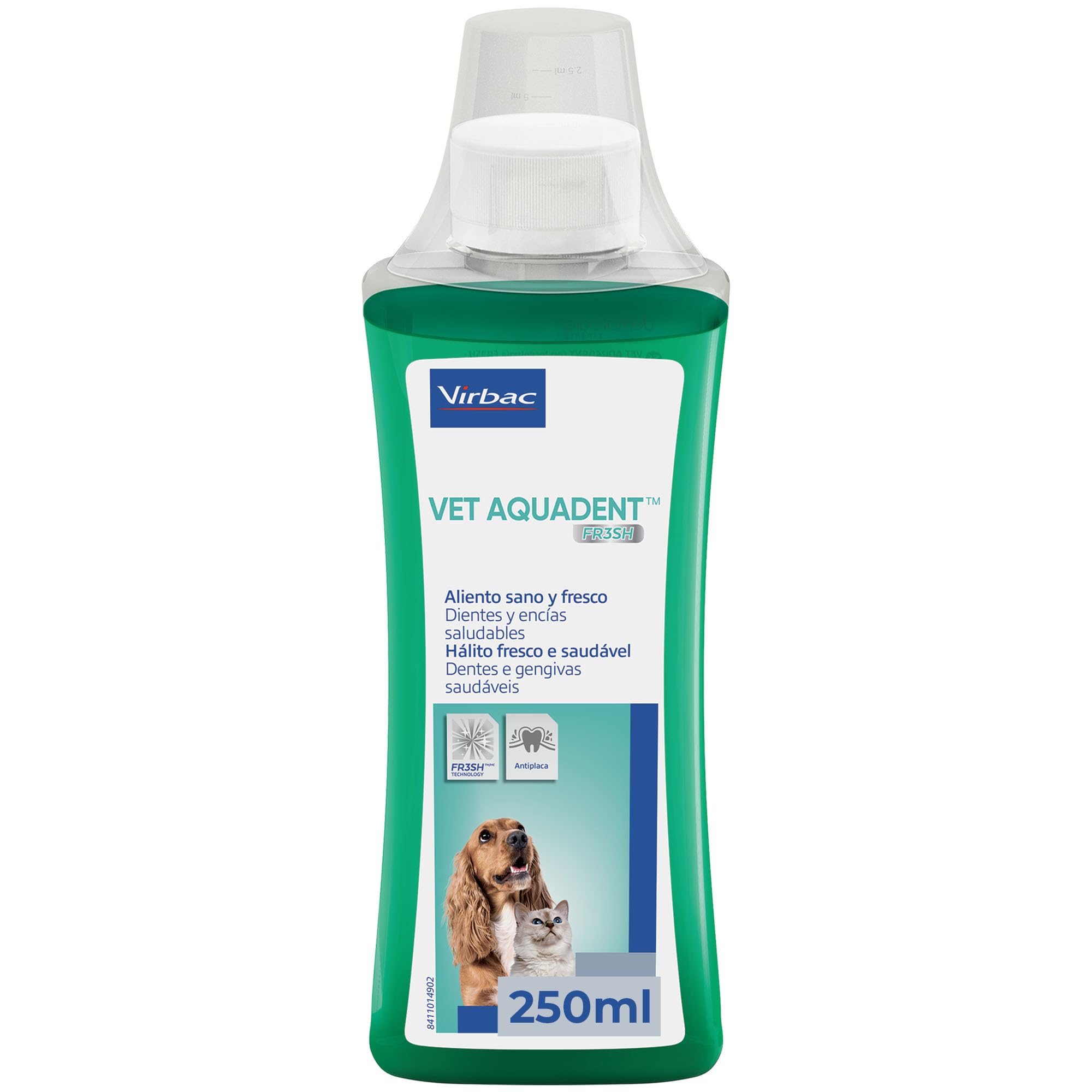 Virbac Aquadent Anti-Plaque Vet Aquadent pour Chat Chien Cheval 250 ml