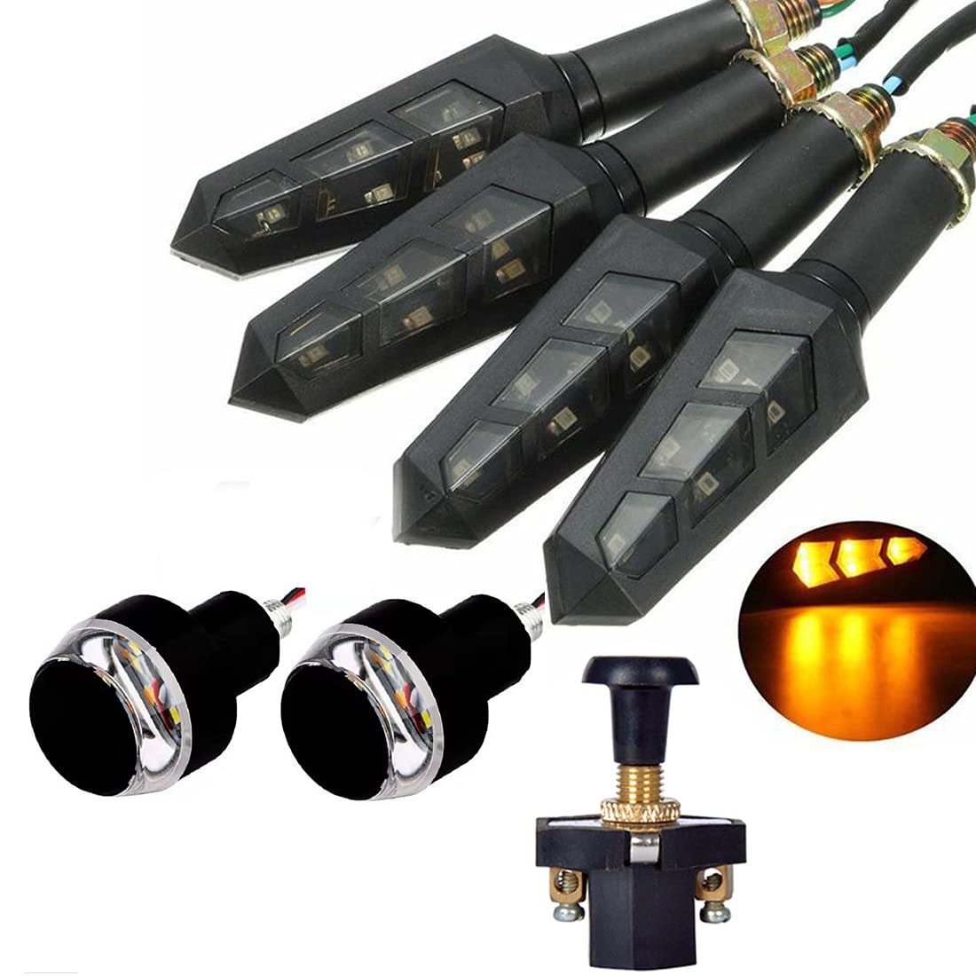 Eshopglee Bike Led Light Combo 2 Handle Lights + 4 DUK Indicators Lights With Push Button (B097F278LX) Amazon Price History, Amazon Price Tracker