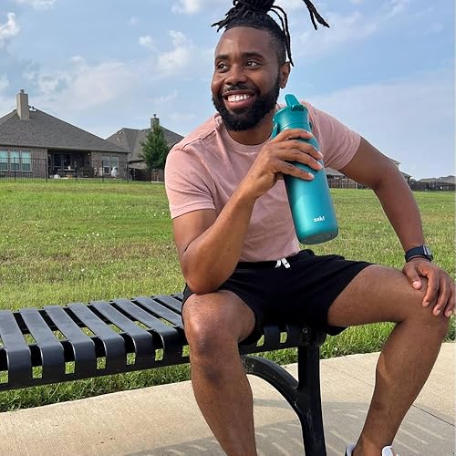 Miniatura 2 de Zak Designs Harmony Botella de agua para viajes o en casa, de acero inoxidable reciclado de 32 onzas, a prueba de fugas cuando está cerrada y