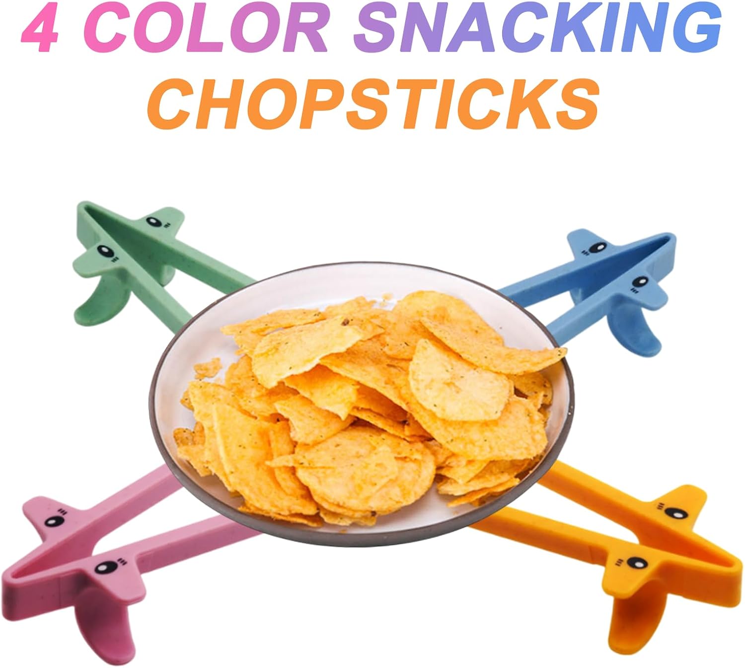 4 PCS Finger Chopsticks for Gamers - Snack Grabber & Chip Helper Tool - Cute Wheat Straw Office Snack Chopsticks - Reusable Non-Slip Gaming Snacking Solution