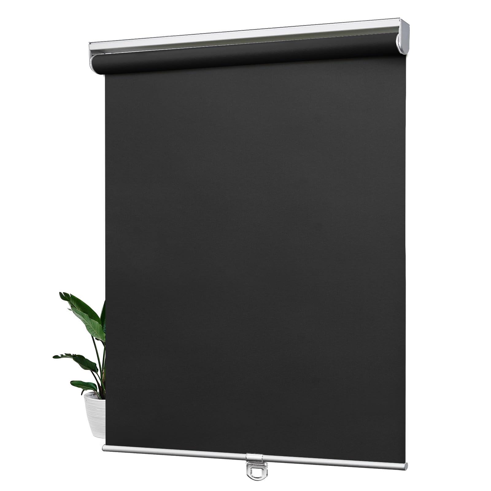 Keego Cordless Roller Shades and Blinds for Windows Blackout Shades Window Shades for Home Bedroom Kitchen Office (Black, Custom Size)