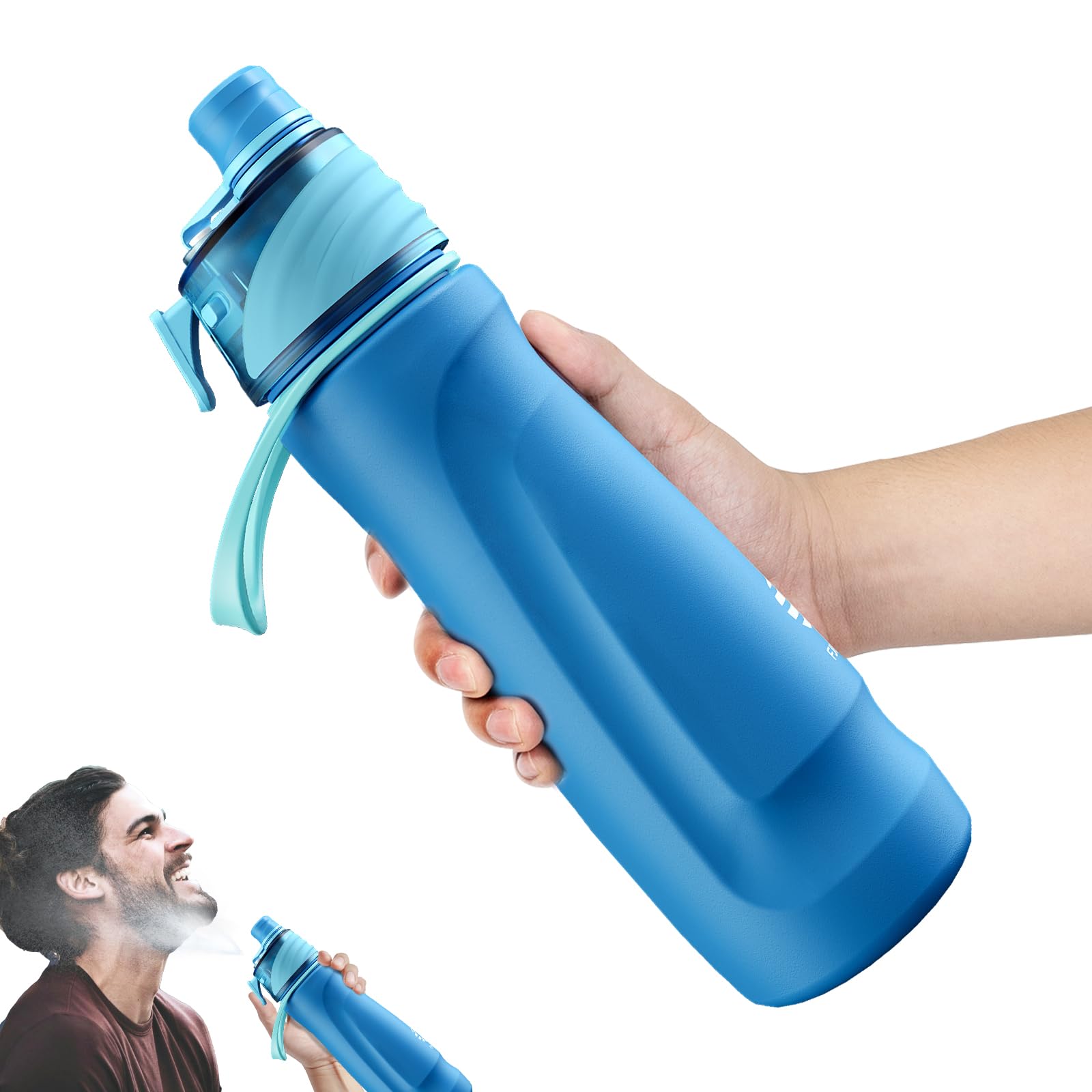 Magcheer Blue 750Ml Insulated Metal Spray Water Bottle | Stainless Steel Water Bottle With Spray Mist | Leakproof Misting Drinking Bottle For Cycling Hiking Outdoor Sport Hydration Cooling(Blue)