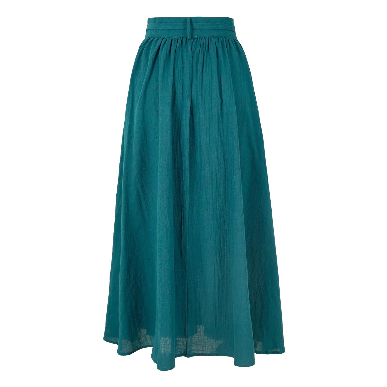 Damen Leinen-Wickelrock Casual Maxirock Vintage A-Linie, Leinenrock