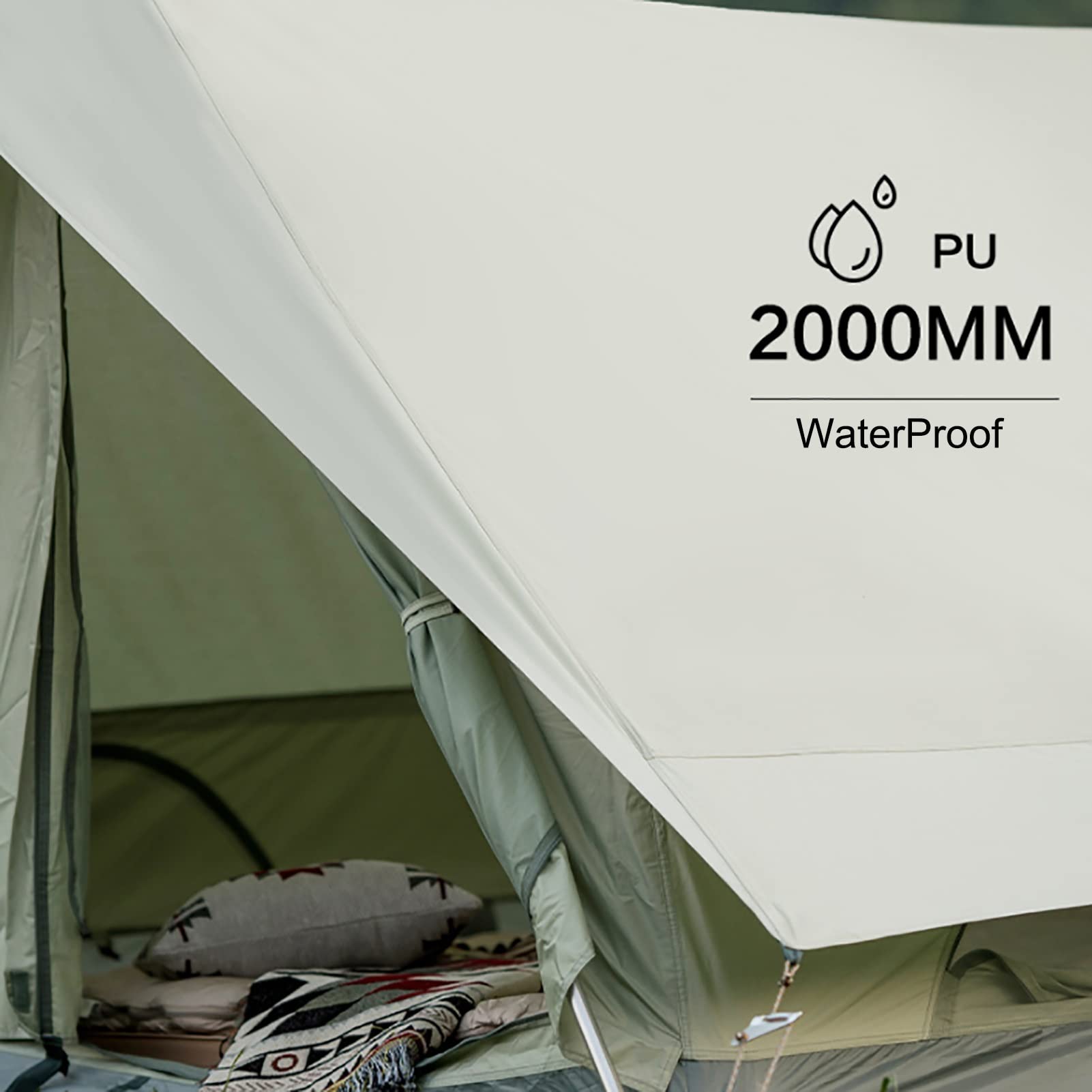 Duży bawełniany namiot 2-3 osobowy rodzinny namiot kempingowy wieża Bell namiot tipi, wodoodporny namiot tipi piramida, UV50 + anty-uv