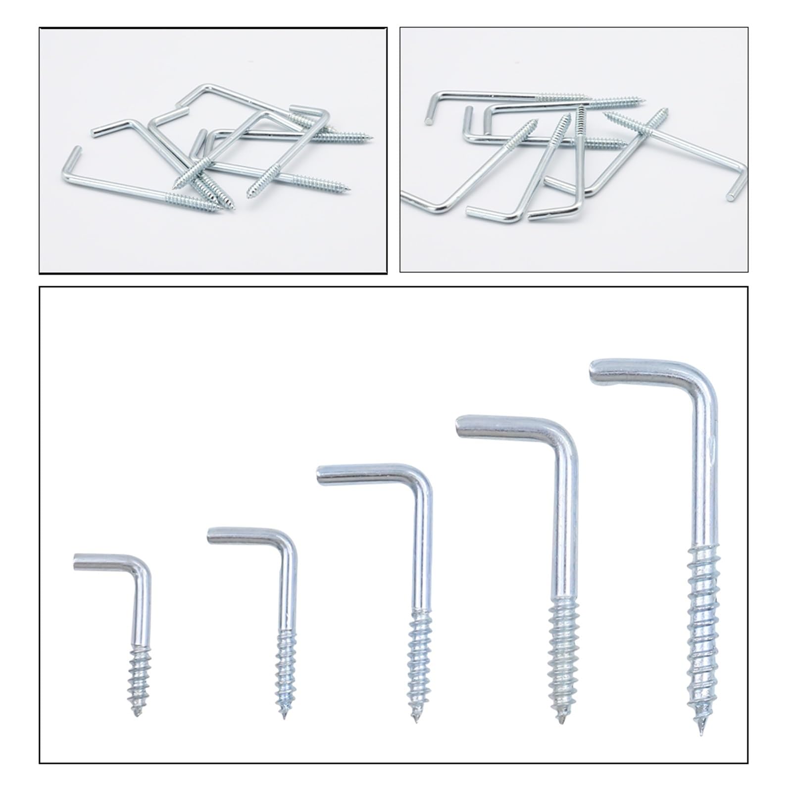 Ganci a Gancio, Viti a Gancio, 10 Pezzi Ganci a Vite a Forma di L M2.4 M2.5 M2.8 M3.4 M3.7 M3.8 M4.7 Ganci a Vite autofilettanti ad Angolo retto zincati for Appendere(M4.7x70mm)