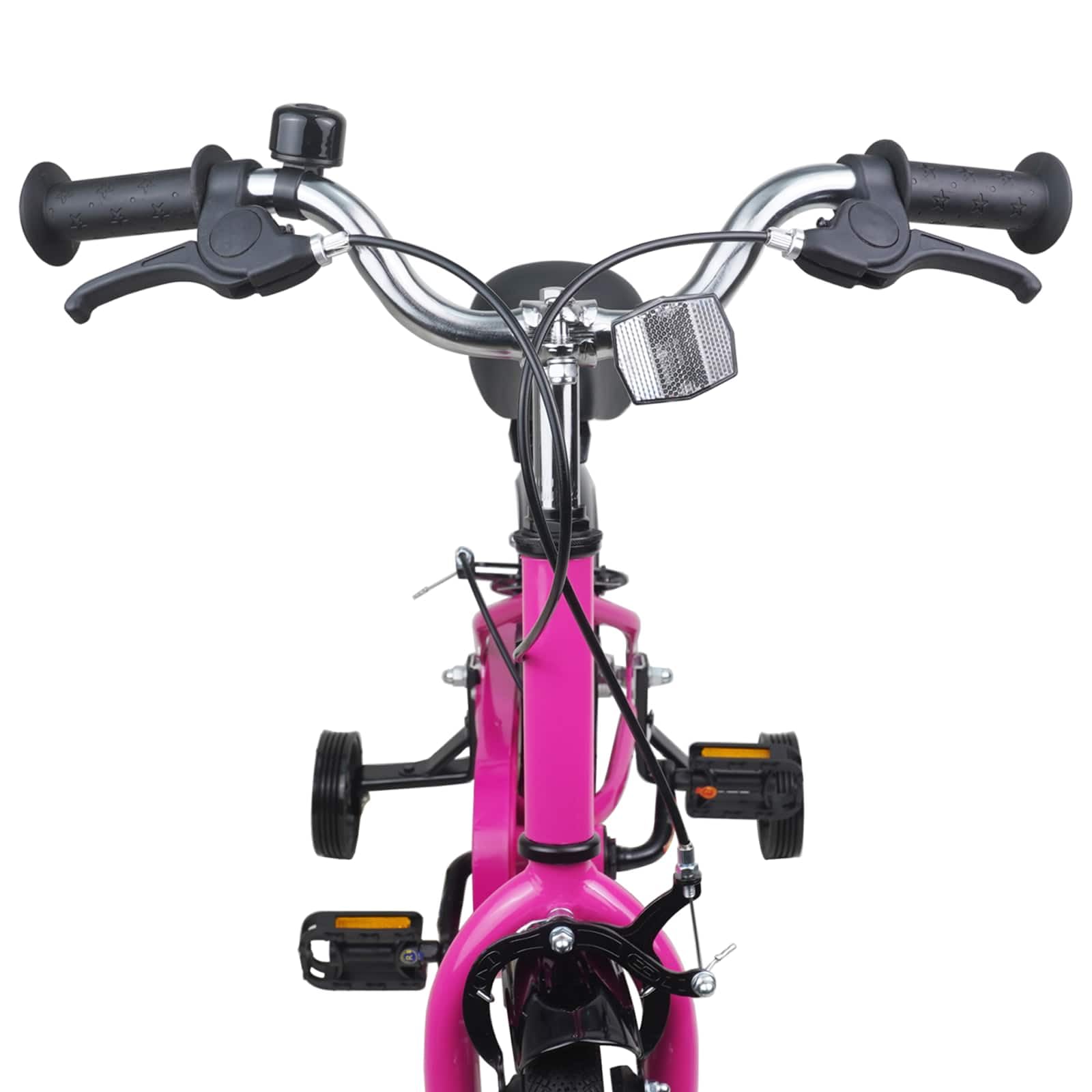 Kinderfahrrad Zoll Pink Weiß für 2-4 Jahre alt mit Stahlrahmen, Felgenbremse, Schutzblech, Klingel, Ständer, Reflektoren für Ausflug, Freizeit und sicheres Fahren