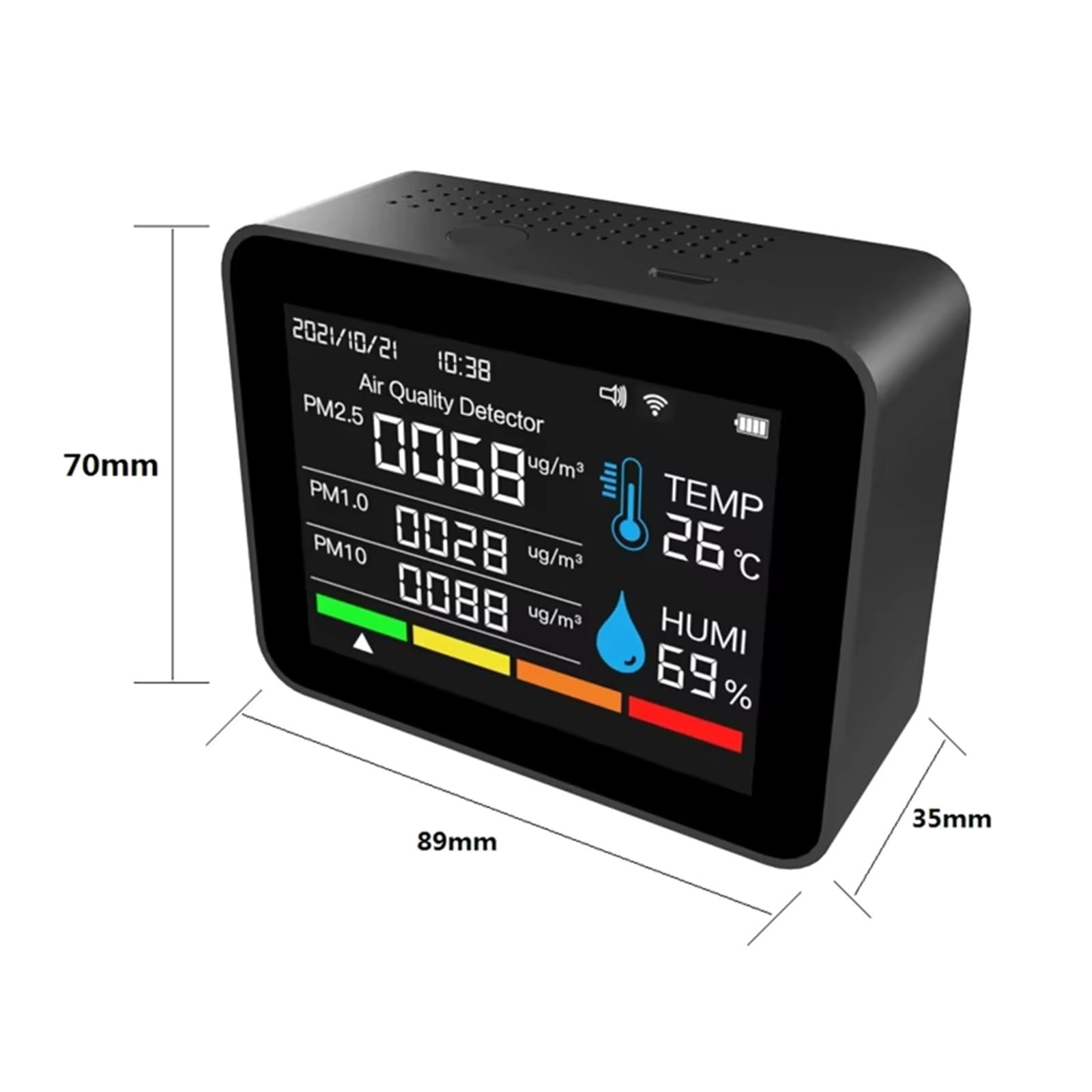 monitor di co2, Rilevatore Di Qualità 'aria 14 In 1 Smart WIFI APP CO2 PM2.5 HCHO Umidità E Temperatura Data Ora Con Display A Colori Da 2,8" Per La Casa per casa, ufficio, auto
