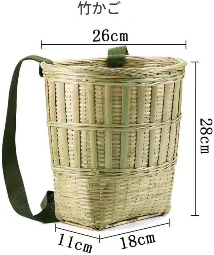 バックパックバスケット、手編みの竹製、大容量、農業用、収穫、フルーツ、自立式、収集用、草収集バッグ、調節可能なショルダーストラップ、