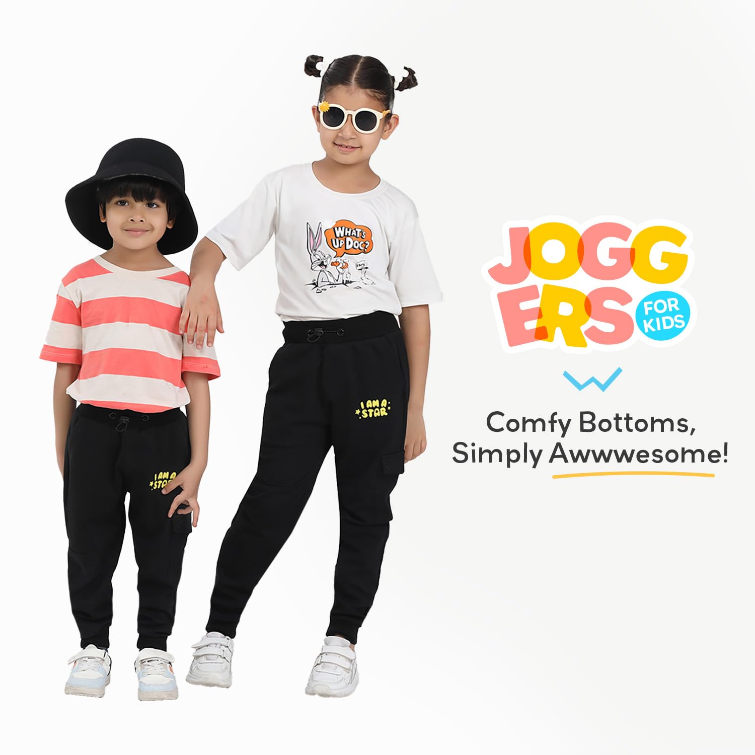 superbottoms Cotton Joggers for Kids - Stretchable Baby Pants - Premium Cotton Pajama for Kids | 5Y - 6Y | Adjustable Elastic Waistband Joggers - Waist & Ankle Ribs for Better Fit - 3 Trendy Colours 4