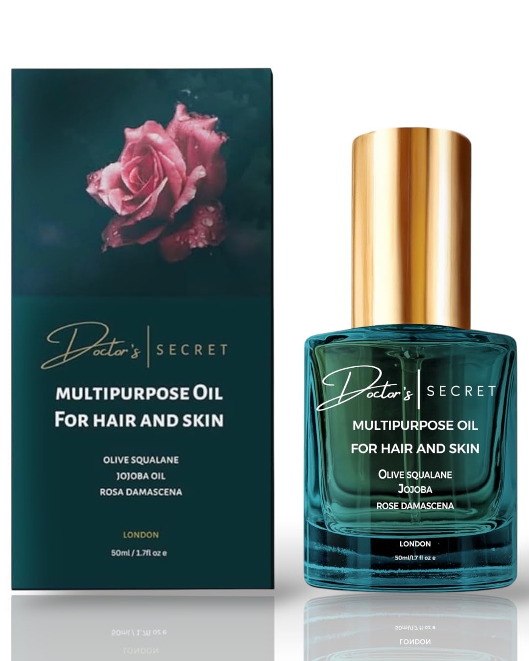 Doctor's Secret Squalane, Rose, Joboba Multipurpose Oil Hair, Face, Body - Leave-In Hair Oil Ends Conditioning Shine Facial Oil Vegan 100% Natural Nourishing Hydrating Glow Glass Skin & Hair