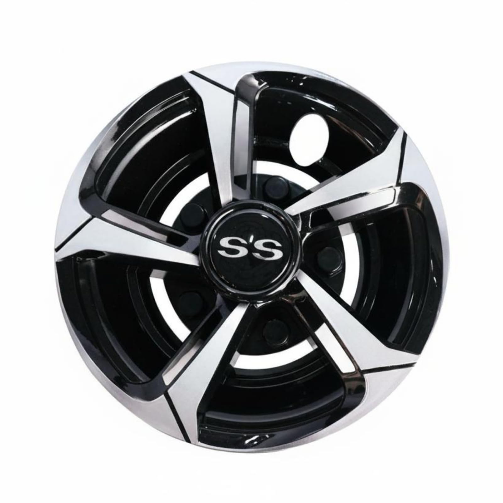 4 Pezzi Coprimozzo Universale 8 Pollici Resistente Set 4 Coprimozzi Plastica PP Hubcap Nero e Argento per Veicolo da Golf