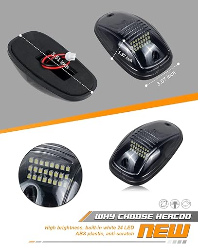 Miniatura 4 de HERCOO Clearane - 5 luces de marcador LED para techo de cabina de techo con arnés de cable compatible con camionetas Doge Ram 1500 2500 3500 4500