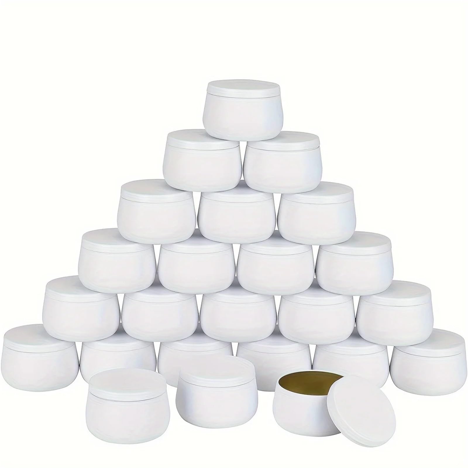 Candle Jars, Multi Purpose Aluminum Candle Jars with Lids Multicolor 24pcs(White)