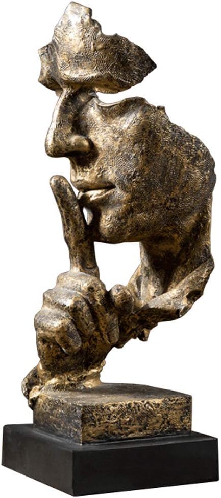 DONGLU Statue Resin Silence Is Golden Man Sculpture Crafts Art Ornaments Thinker Retro Decorative Statue Abstract (color : A)
