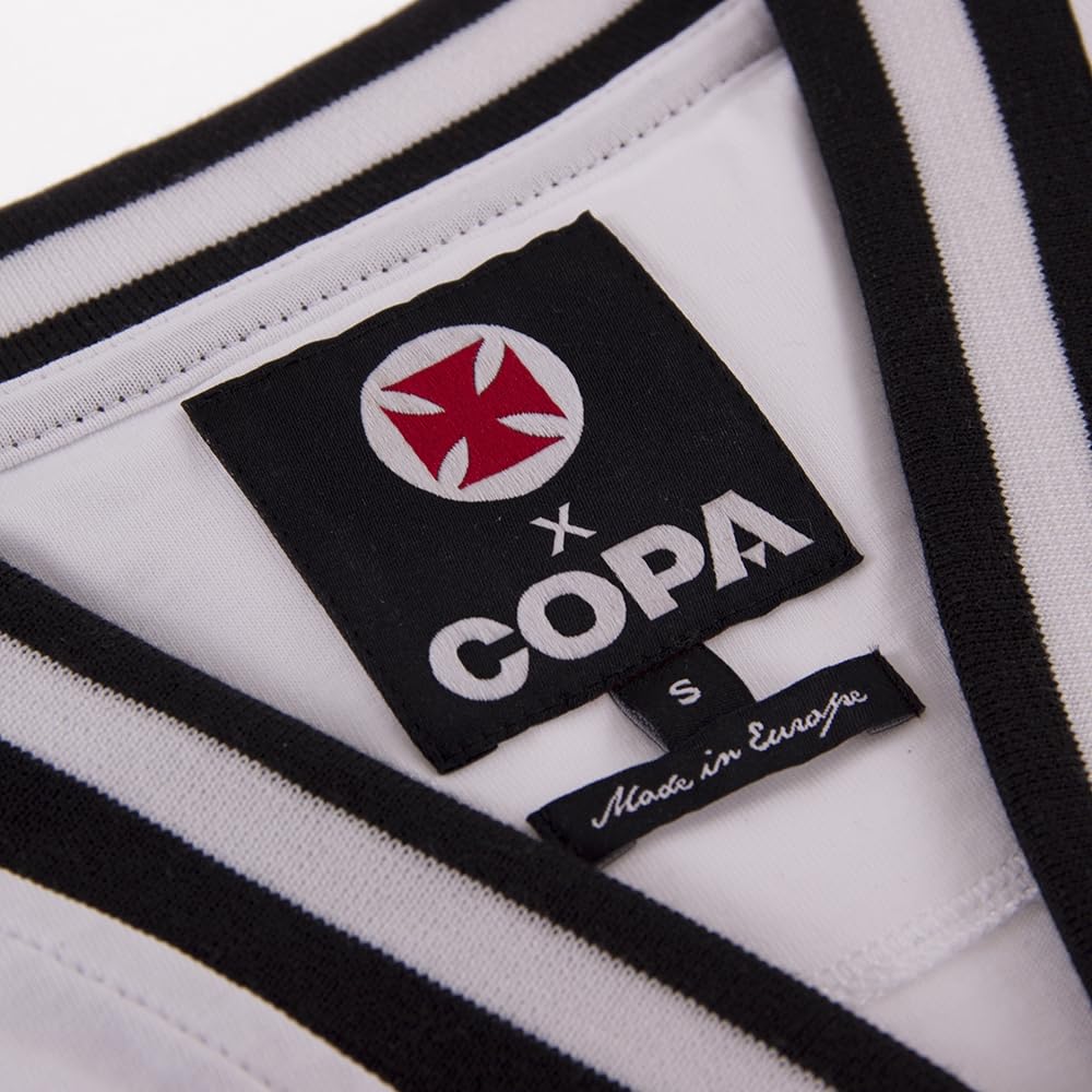 COPA - Maglia retrò - Calcio - Uomo - Vasco da Gama 1975 - Bianco - 50% Cotone – 50% Poliestere