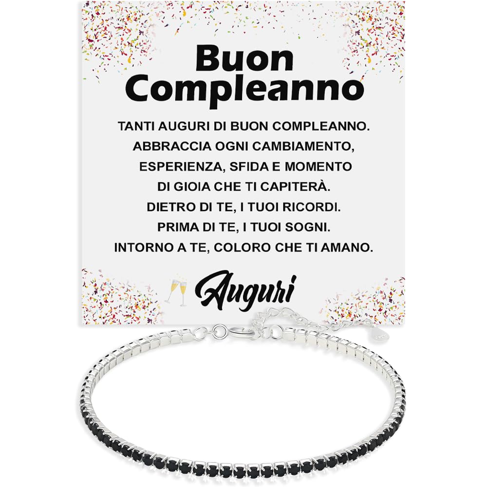 Bracciale Tennis Uomo Idea regalo Compleanno con Pietre di Zirconia Cubica per lui Finitura in Oro Bianco Argento 925 Natale - Cofanetto con DEDICA incluso
