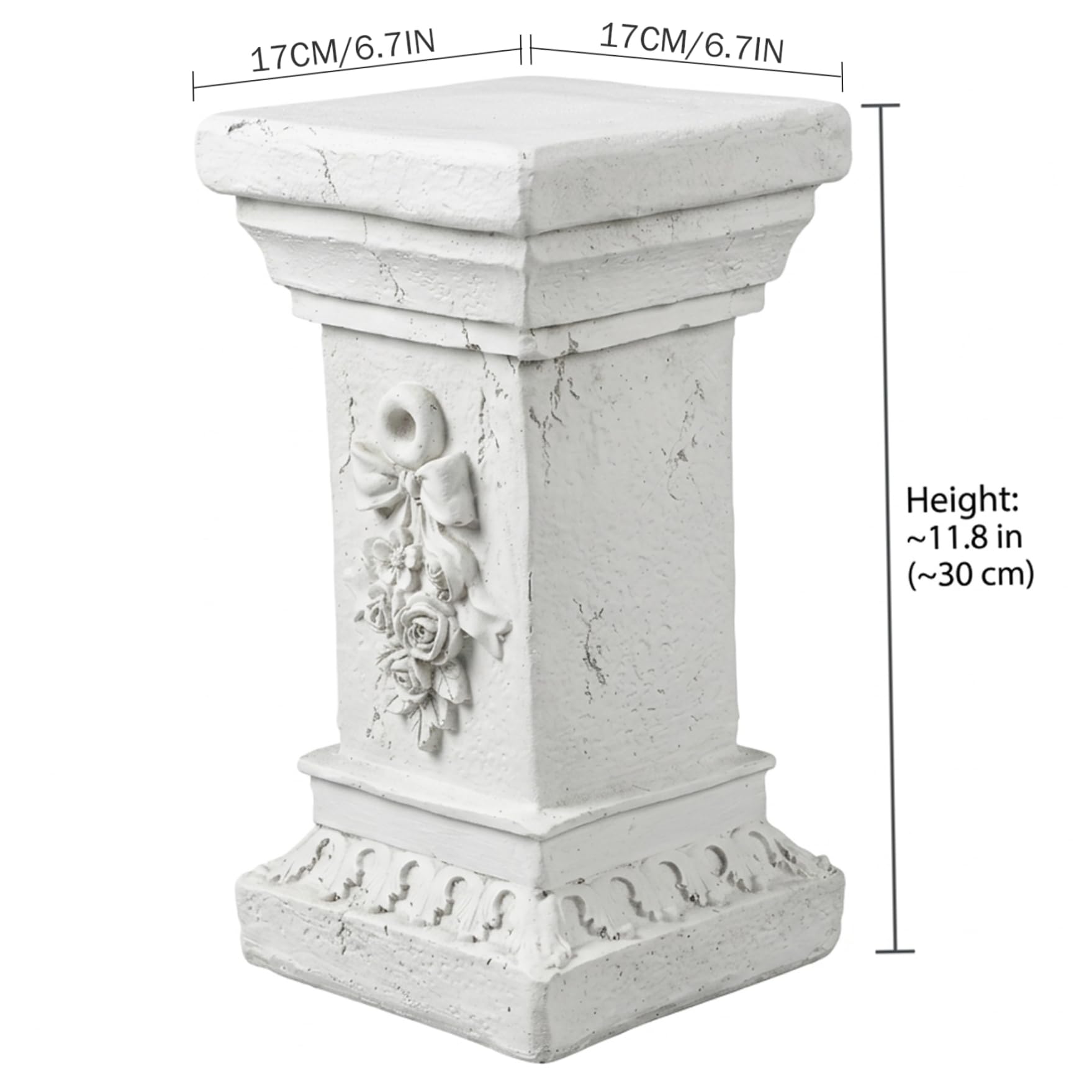 Piedistallo colonna in resina per statue vasi fiori 11,81x6,69 pollici