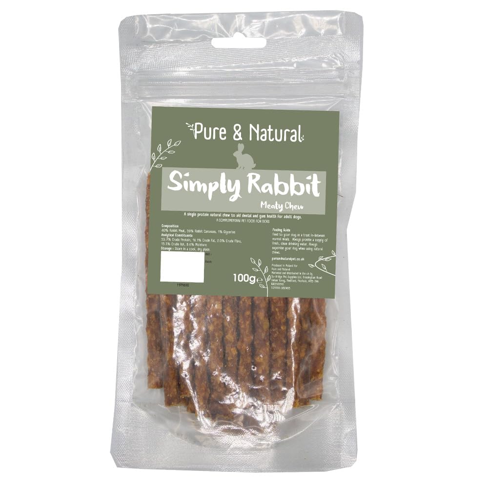 Pure And Natural Simply Rabbit Meat Dog Sticks - Bag Grain 100G