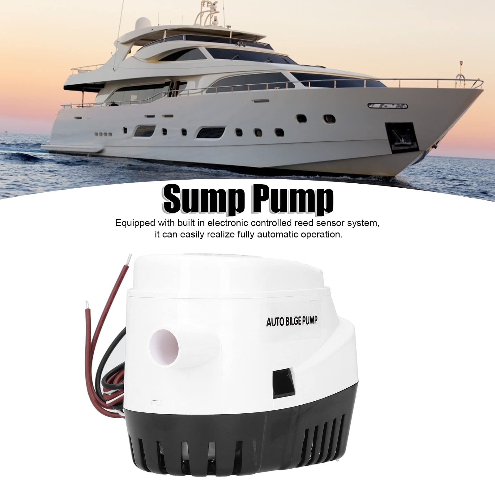 Pompa di sentina sommergibile automatica 12V 750GPH con interruttore a galleggiante incorporato Accessorio per barche marine