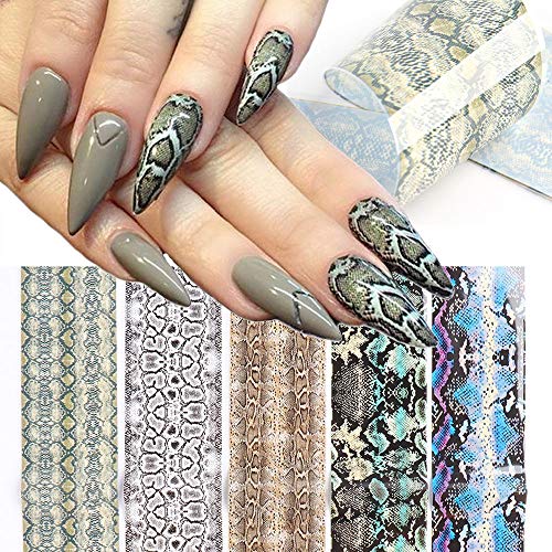 Bonnie-Sam Summer Snake Print Nail foil Transfer Paper Decals Wraps Fingernail Art Sticker