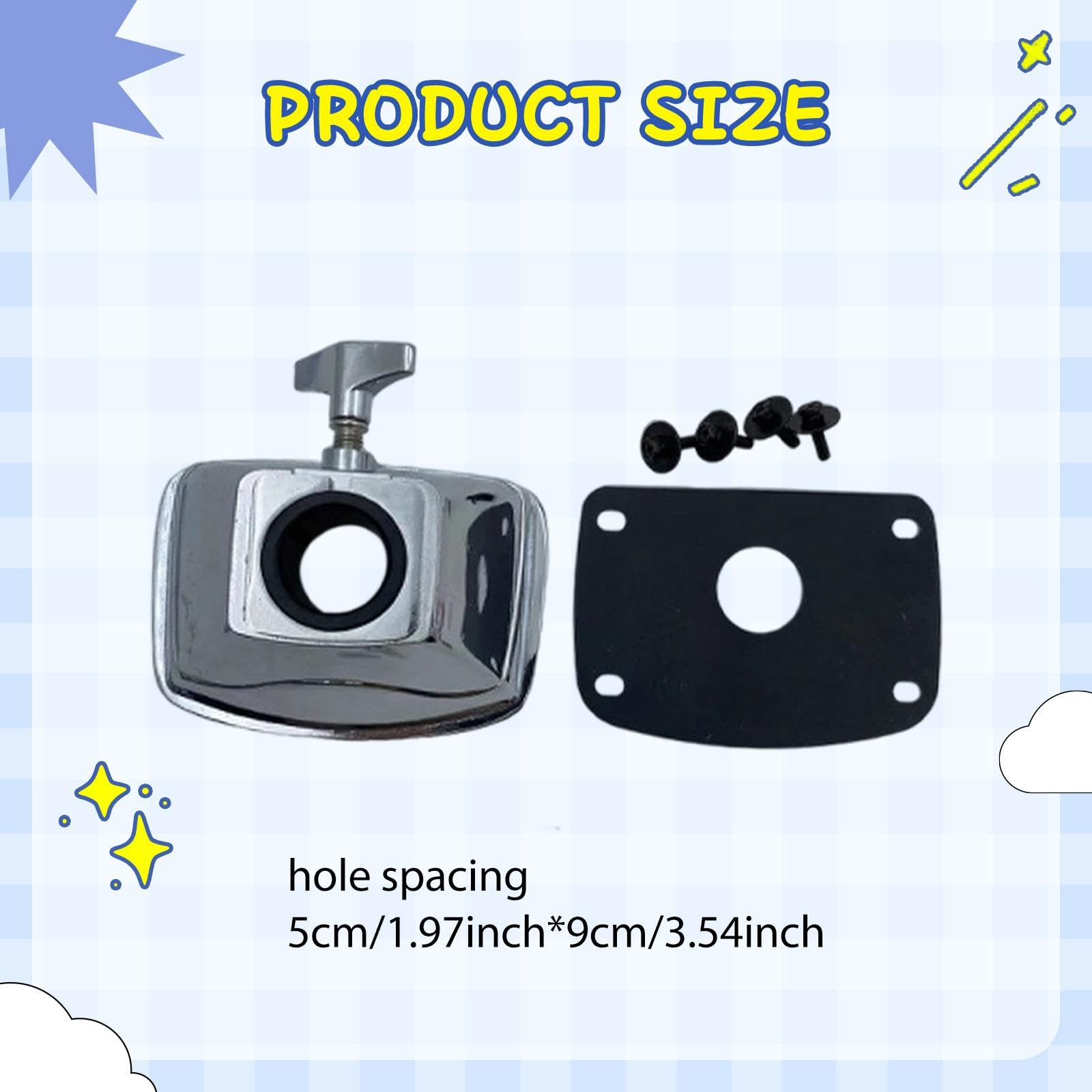 Generic Tom Cymbal Holder Clamp, Zinklegierung Tom Cymbal Holder, Clamp Bass Drum Tom Mount Bracket, Zinklegierung Schlagzeug-Halter, Metal Sturdy Instrument Parts Drum Holder Base Plate, 5cmx9cm