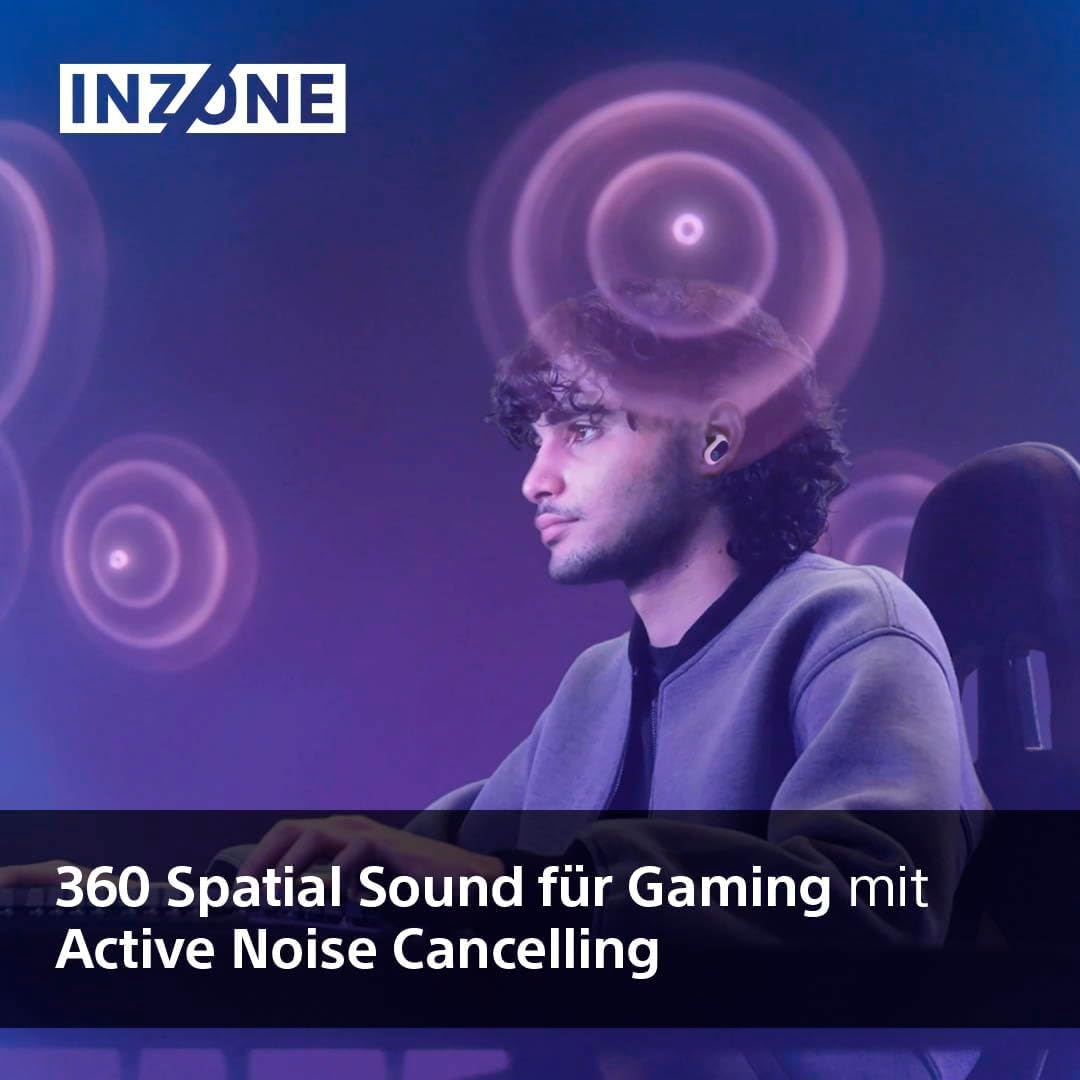 Sony INZONE Buds In-Ear Gaming Kopfhörer PC PS5 360 Spatial Sound Active Noise Cancelling AI-Mikrofon 24H Akku Weiß