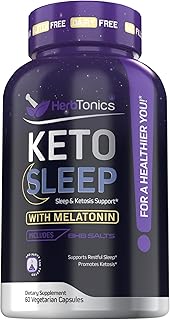 Herbtonics Keto Sleep Support | Night-Time Burner & Sleep Aid | with Melatonin 5mg, BHB Salts & L-Theanine | Restful Sleep & Weight Management Formula for Women & Men | 60 Vegan Capsules