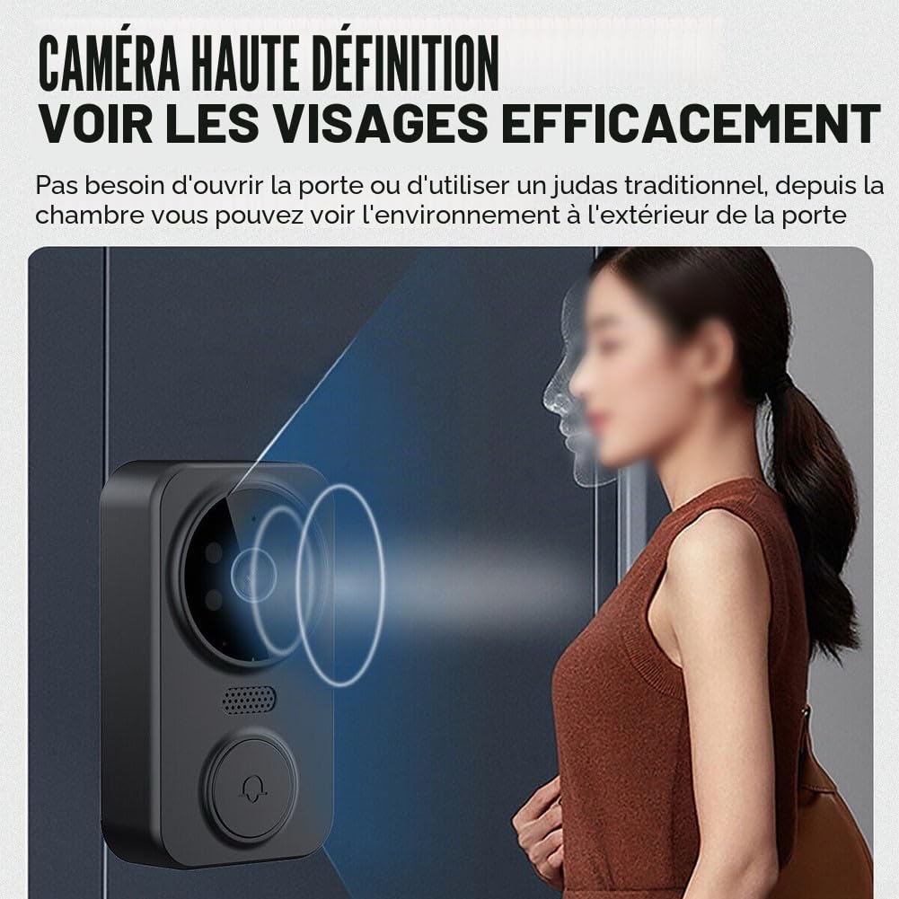 Zilimontt Sonnette vidéo intelligente avec écran IPS de 4,3 pouces, caméra de sécurité sans fil, interphone audio bidirectionnel, vision, détection de mouvement, support d'enregistrement sur carte