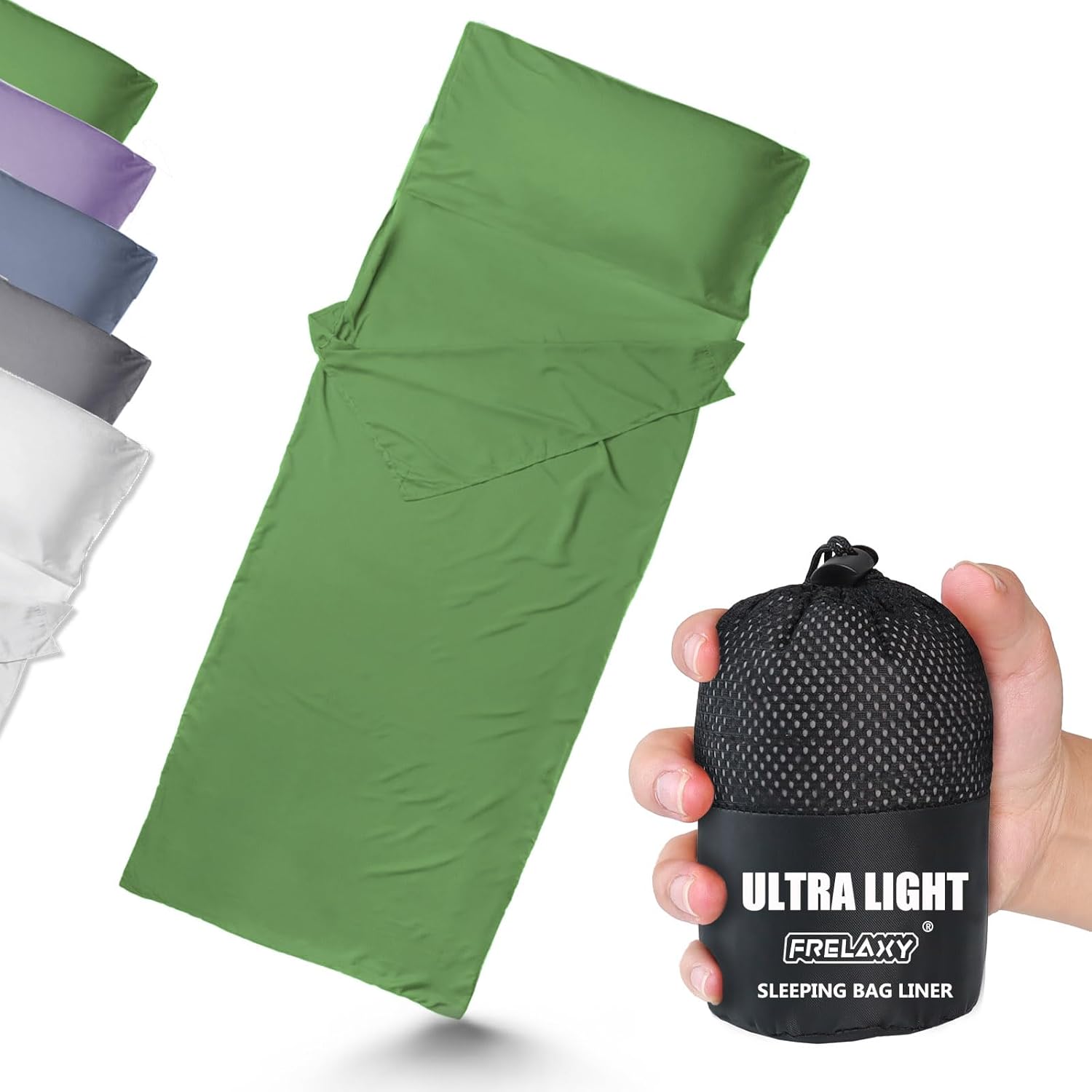 Frelaxy Ultralight Sleeping Bag Liner – Lighter & Compact, 3 Sizes Travel Sheets & Adult Sleep Sack, Comfy Breathable & Cooling & Silky Soft, Quick-Drying, for Backpacking, Hotel, Camping, Hostels Frelaxy Ultralight Sleeping Bag Liner – Lighter & Compact, 3 Sizes Travel Sheets & Adult Sleep Sack, Comfy Breathable & Cooling & Silky Soft, Quick-Drying, for Backpacking, Hotel, Camping, Hostels