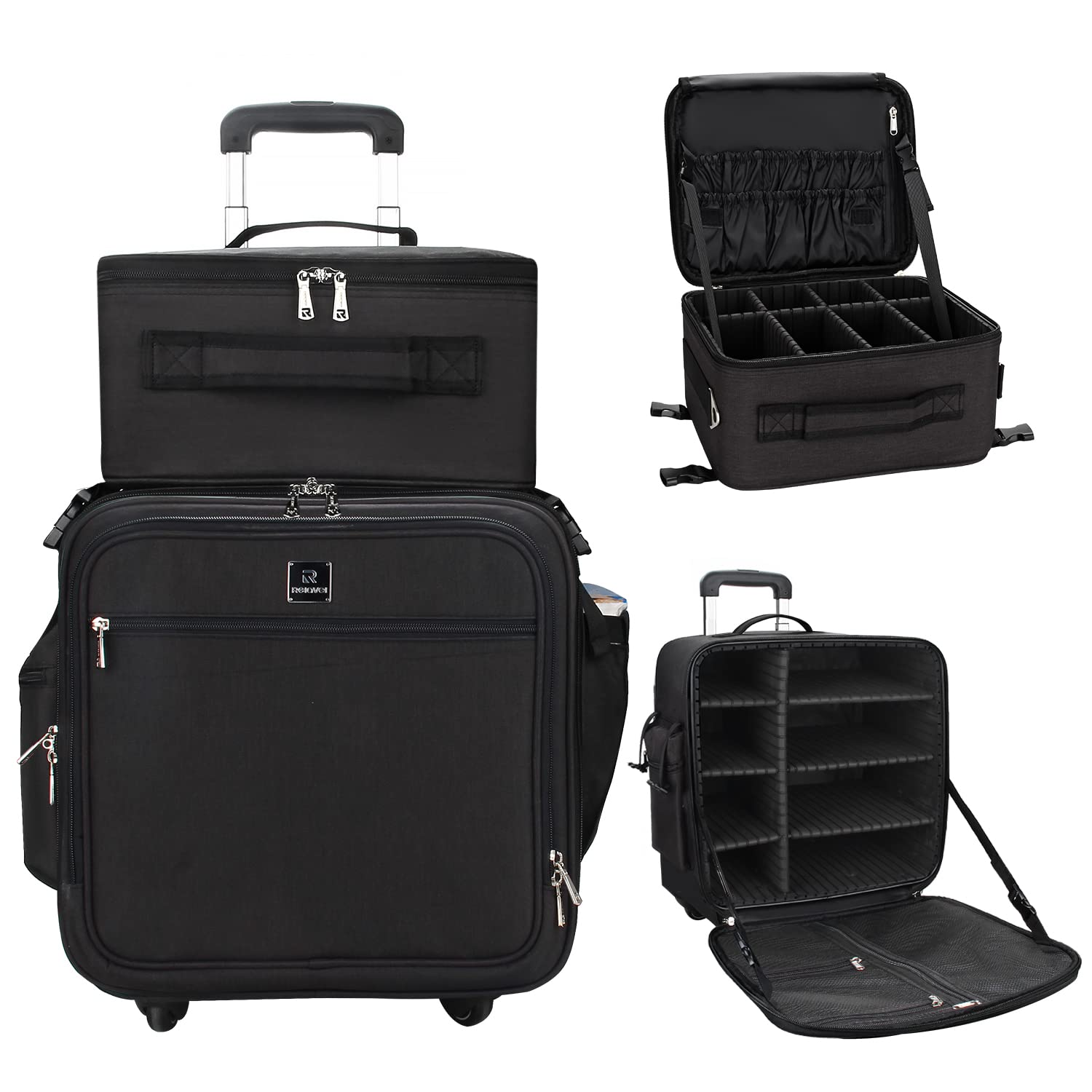 Relavel Rolling Makeup Case, Makeup Backpack Professional Makeup Artist Train Case