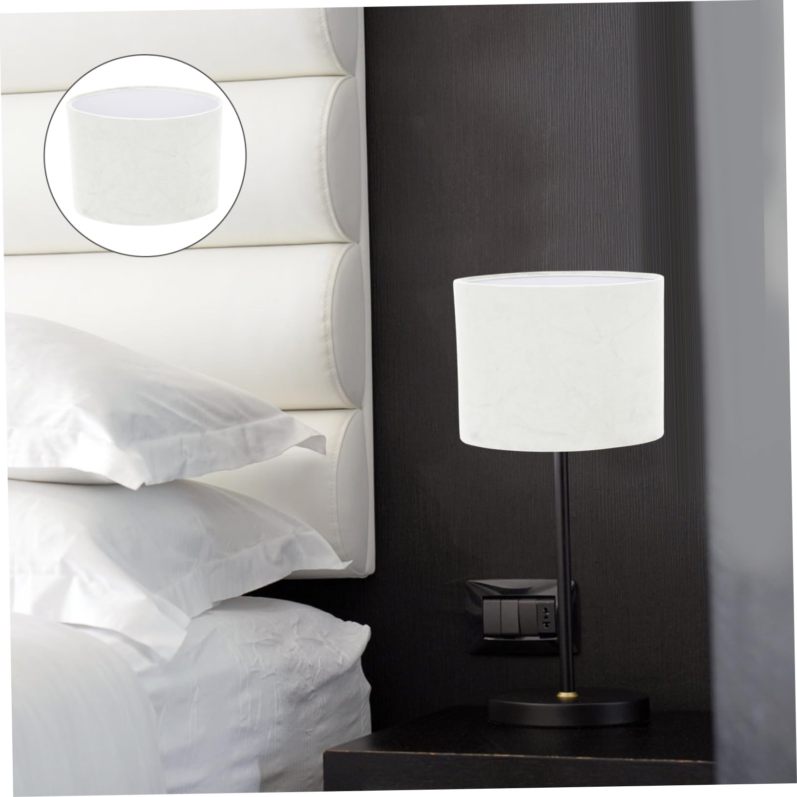 Paralume Copertura Decorativa e Protettiva Ellittico in Stoffa Bianca per Illuminazione Diffusa per Lampada da Tavolo in Soggiorno e Camera da Letto