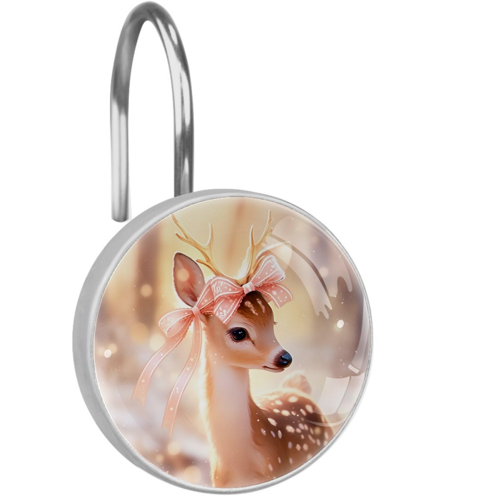 VAPOKF Decorative Shower Curtain Hook: Cute Spotted Deer Rustproof Stainless Steel Shower Curtain Ring for Bathroom - Shower Curtain Hook & Hangers - Set of 12
