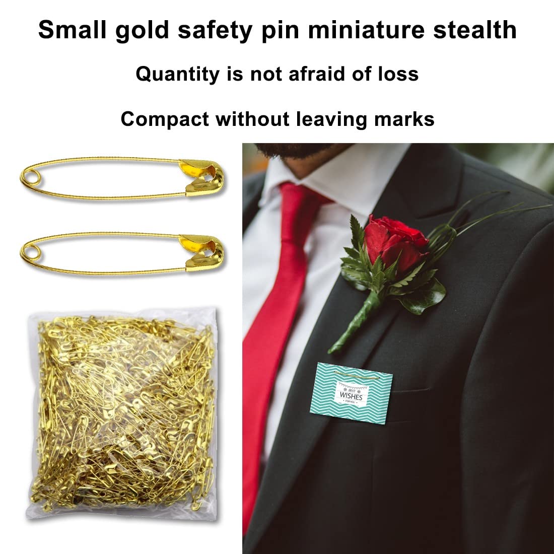 500 mini spille da balia, piccoli accessori per vestiti per borchie e chiusure (oro)