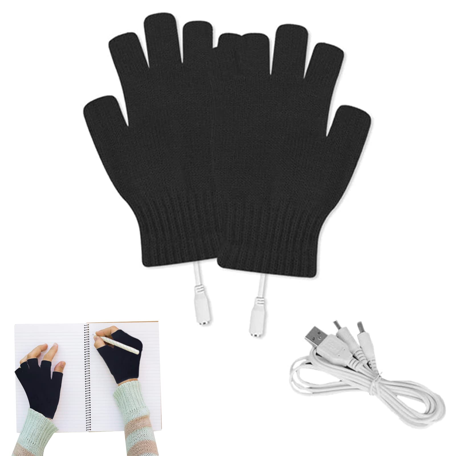 Cerioll Guantes Térmicos USB Calefactados Invierno Lavables para Oficina Mecanografía