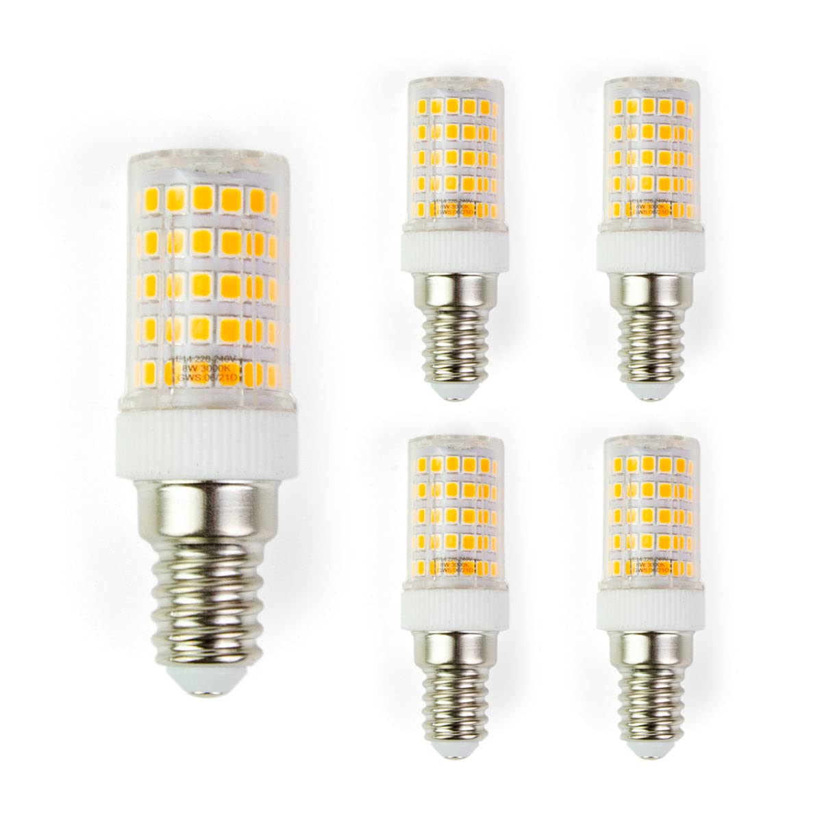 G.W.S® 8W 720Lms E14 Small Edison Screw Capsule LED Light Bulb, Warm White 3000K, Pack of 5