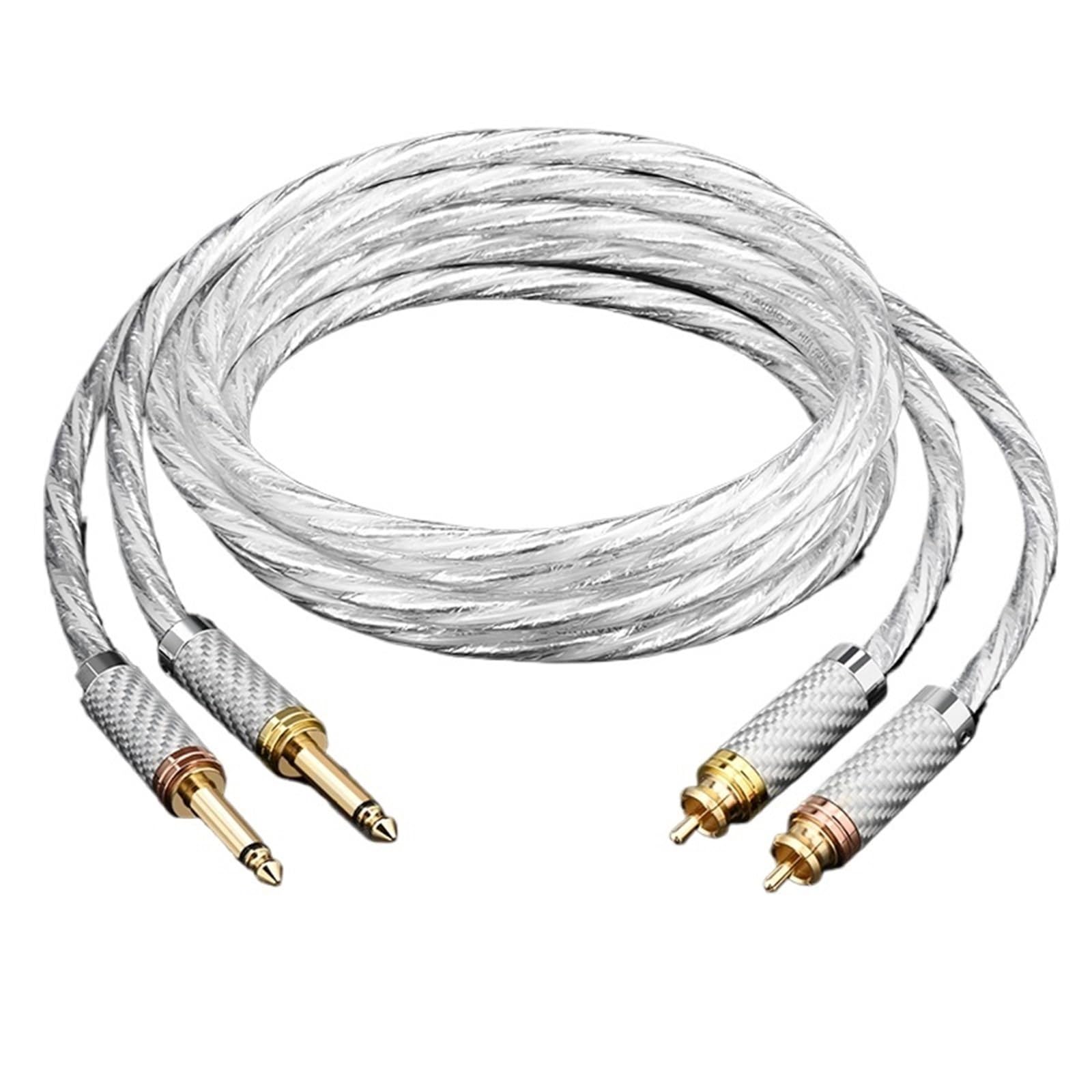 Podwójny kabel audio HiFi 6,5 mm do podwójnego RCAA do wzmacniacza, miksera, posrebrzany kabel audio 2RCA do gniazda 6,5 mm (3 m)