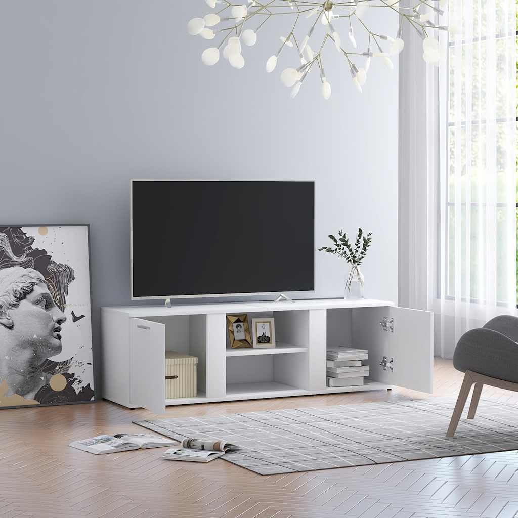 vidaXL TV Schrank mit 2 Türen 2 Fächern TV Möbel Lowboard Fernsehtisch Fernsehschrank Sideboard HiFi-Schrank Weiß 120x34x37cm Holzwerkstoff