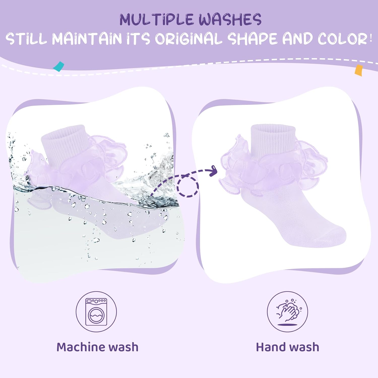 Durio Girls Ruffle Socks Toddler Baby Girl Socks With Big Double Lace Colorful Frilly Dress Socks for Toddler Girls Kids - Image 6