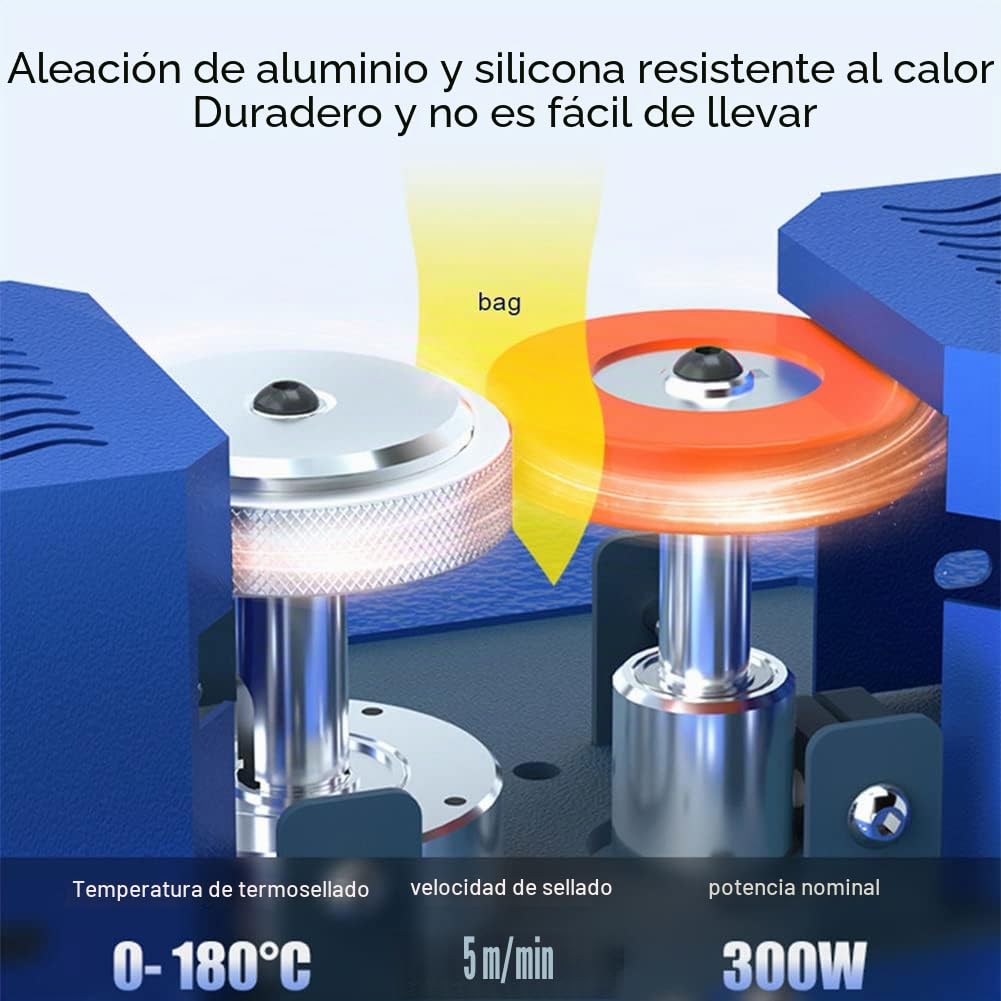 Máquina automática de sellado continuo 300W Sellador térmico automático de bolsas de plástico con grosor de bolsa ajustable, 2500 bolsas/h Herramienta automática de envasado de alimentos para película