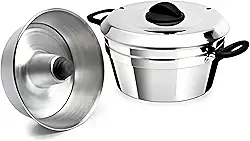 Conjunto de Formas para Pudim Banho Maria 22 cm, 3 em 1, Alumínio Polido, 3.300 ml
