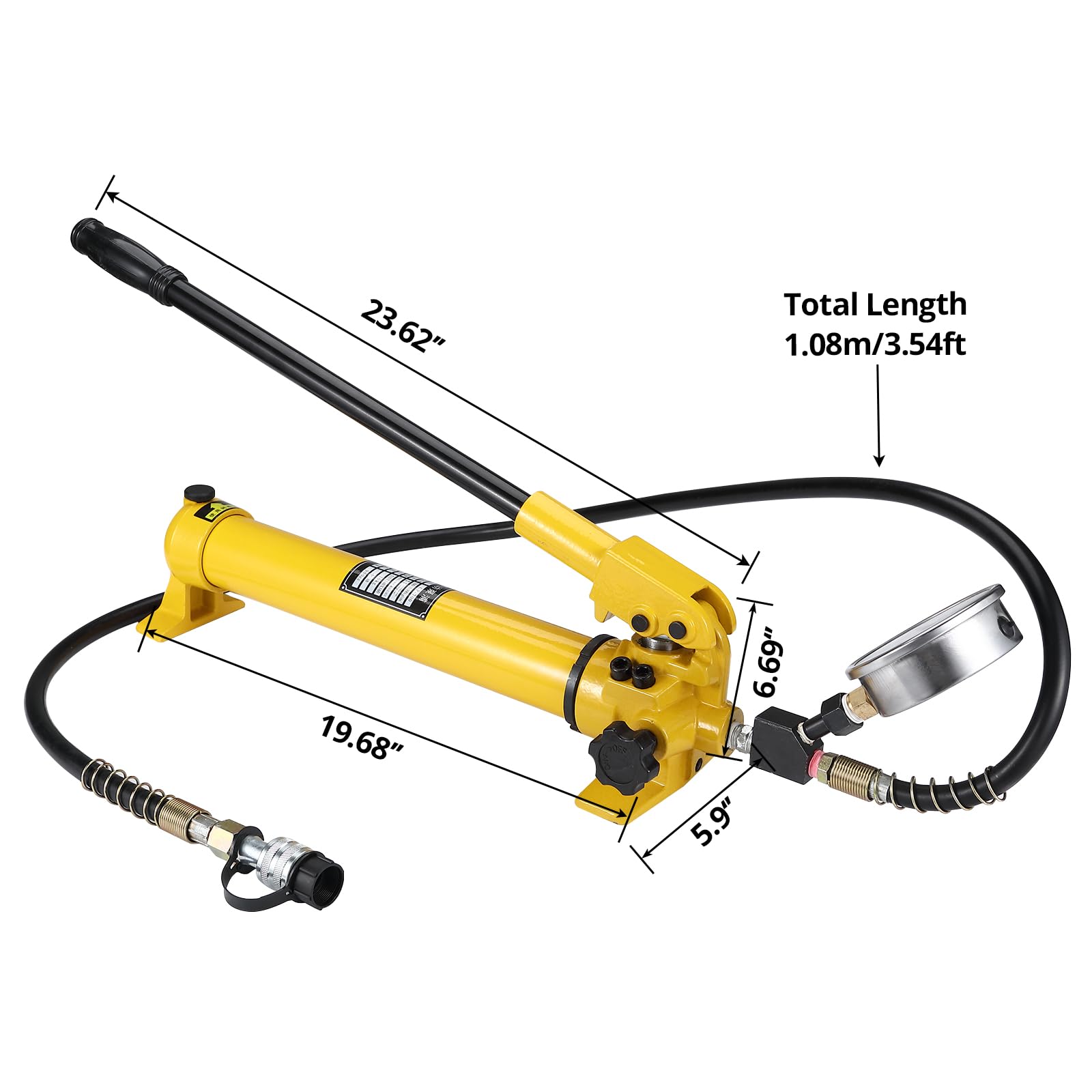 Garvee Pompe hydraulique Manuelle Simple Effet – CP-700, 900ml, 10 000 psi avec manomètre – Portable pour vérins industriels, Levage et Outils séparés – Spécifications : CP-700, 900ml