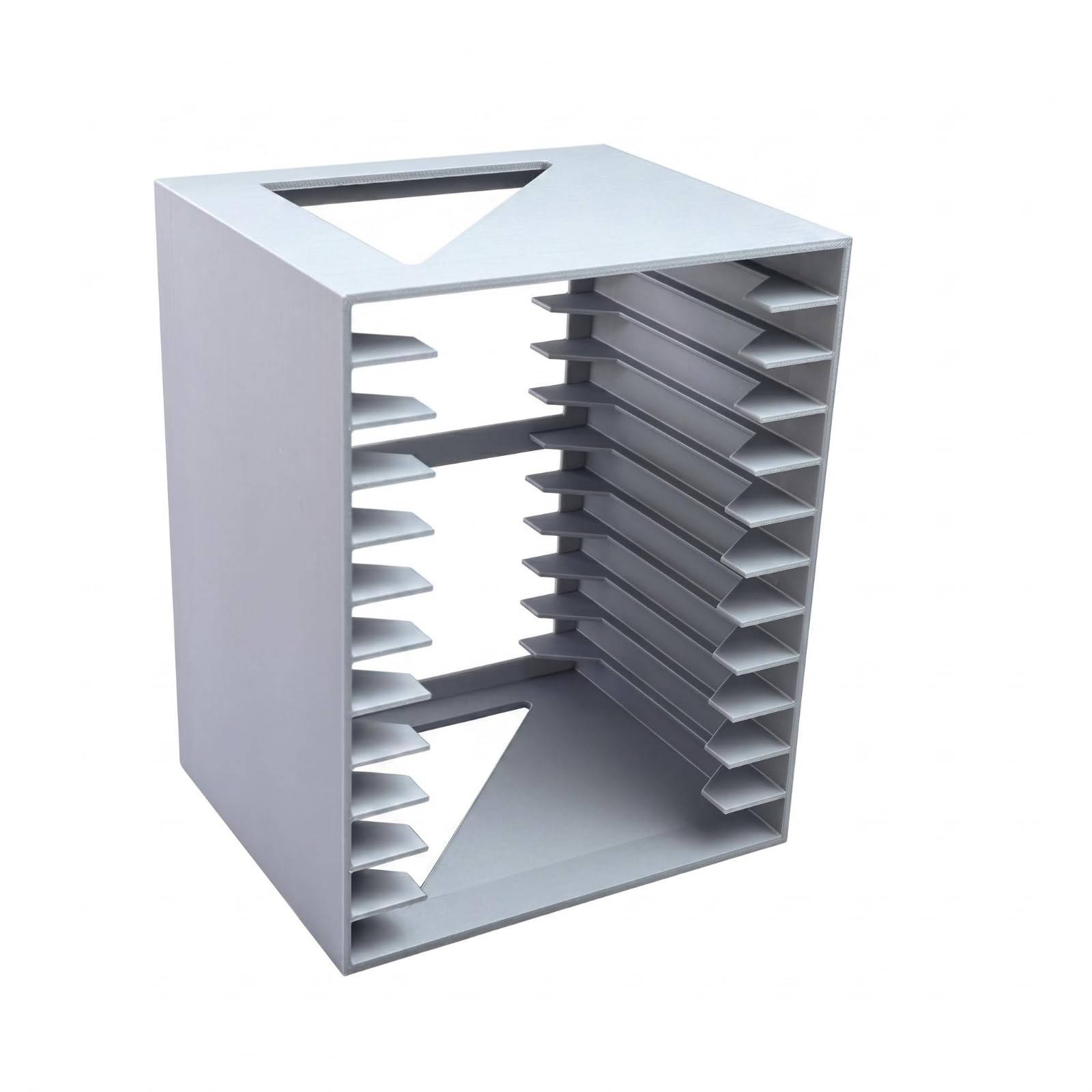 Slotted Desktop Cd Organizer Polished Finish CD Storage Rack Rigid Plastic uncoveredFrame Disc Organizer Sturdy, Silver Gray, Vertical | Home & Garden | Furniture | CD & Video Racks-image-6