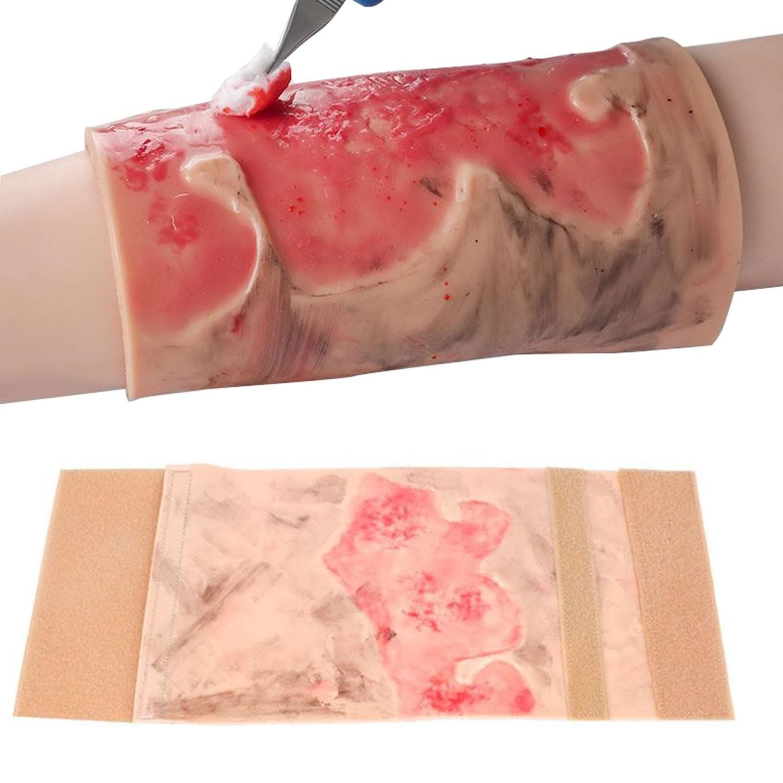 GNbow Simulated Burn Wound Model, 2-3 Degree Limb Burn Training Model, Wearable Burn Injury Demonstration Pad for Wound Care Training for Burn Care, Teaching Demonstration, Education